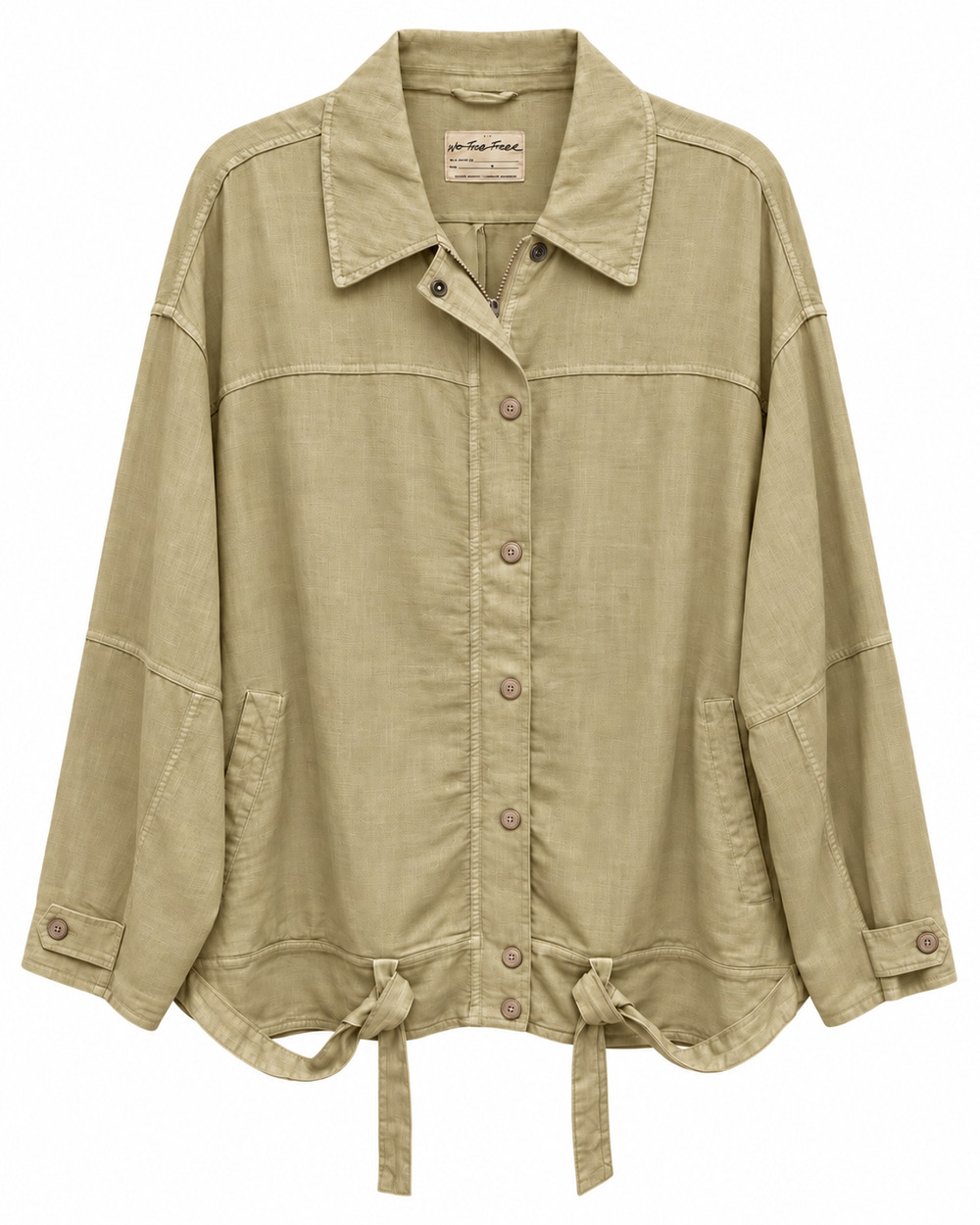 We The Free Linen Lola Belted Jacket Size Small Dried Aloe Lightweight Coastal